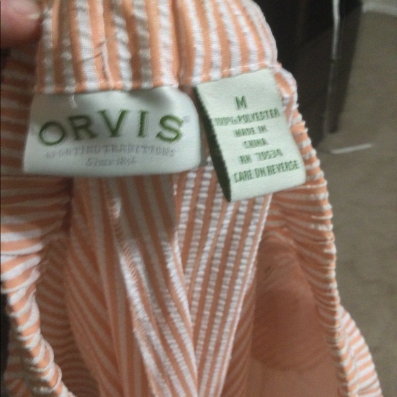 Orvis m relaxed fit deep pocket drawstring white striped pant - Picture 4 of 5